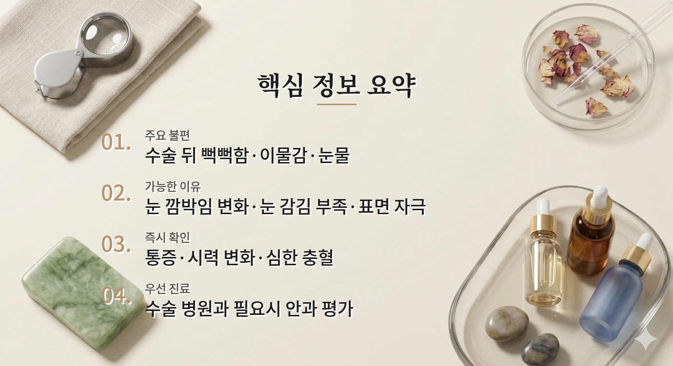 남자 눈성형 뒤 눈이 유독 건조하다면, 안구 표면부터 확인할 때 비교 가이드