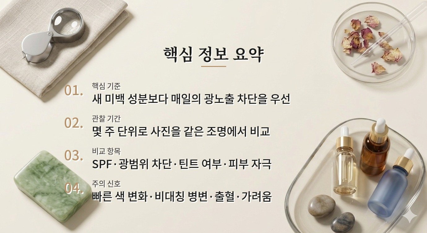 출산 후 기미가 짙어졌다면 미백 앰플보다 자외선·가시광선 차단을 먼저 볼 것 비교 가이드