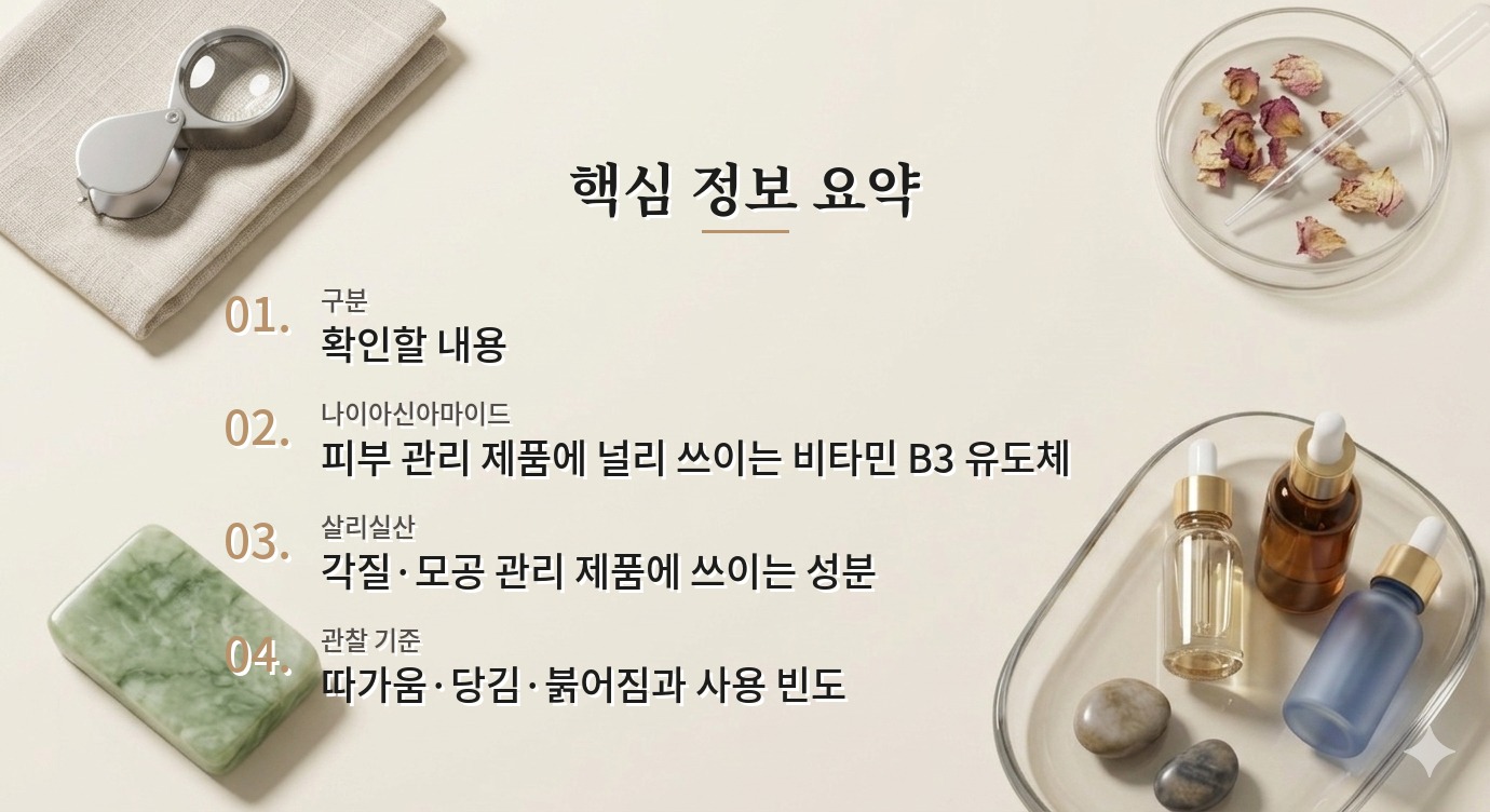 여드름 피부에서 나이아신아마이드와 살리실산을 함께 쓸 때 비교 가이드