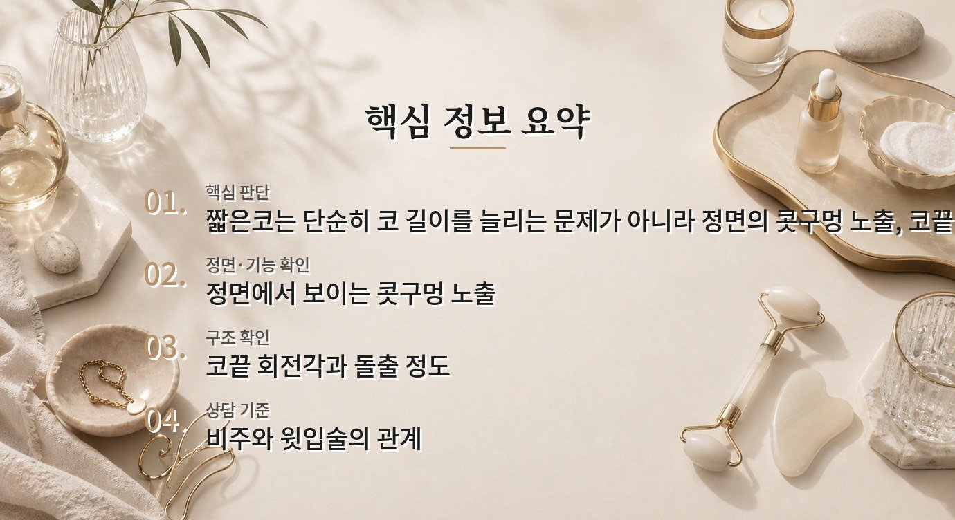 남자 짧은코 교정, 콧구멍 노출과 코끝 회전각을 함께 보는 기준 비교 가이드