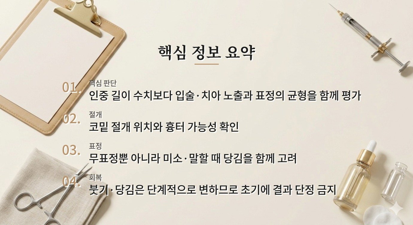 인중축소술, 흉터보다 먼저 보는 입술 움직임과 회복 과정 비교 가이드