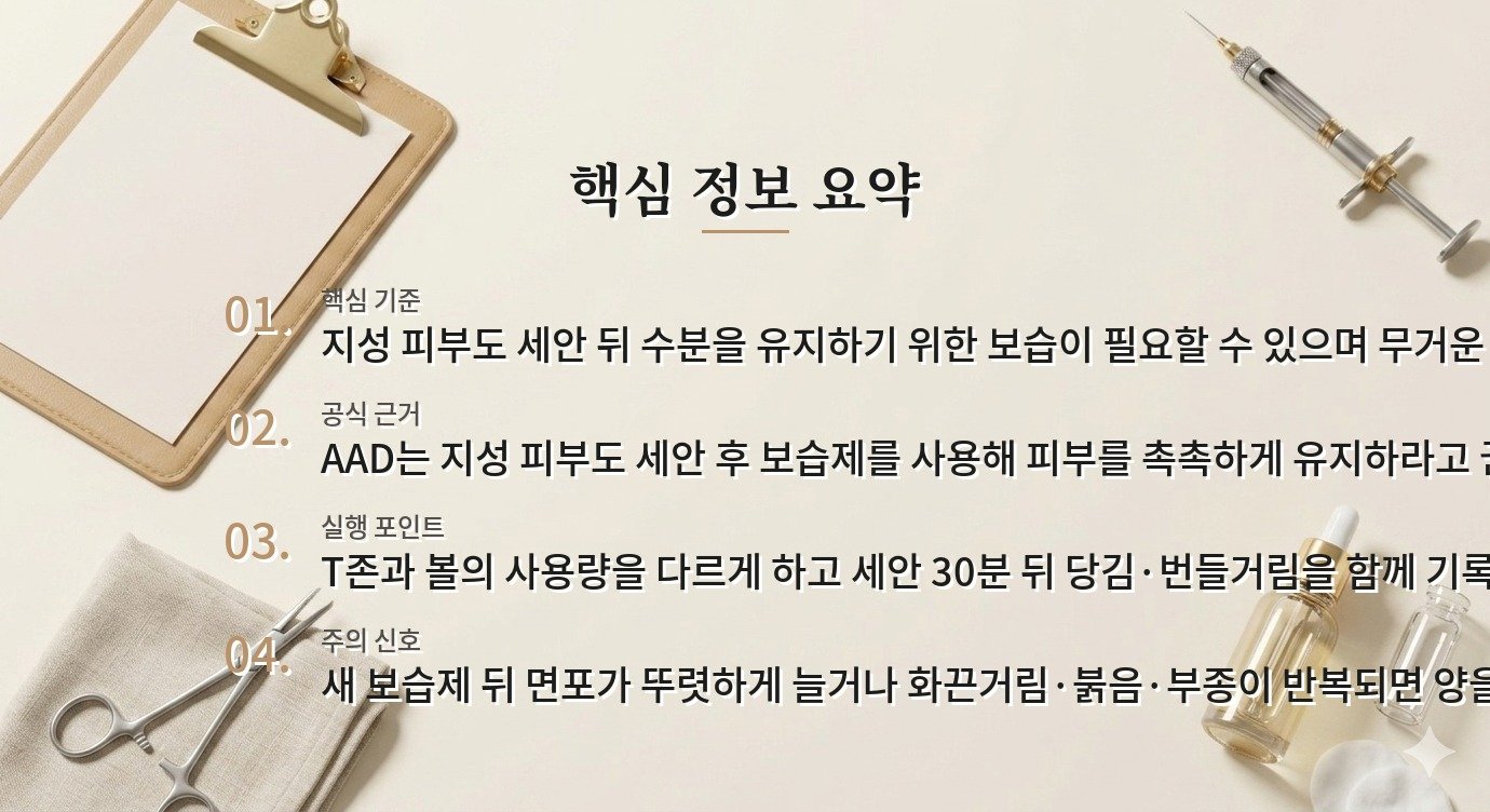 지성 피부도 세안 뒤 보습제를 꼭 발라야 하나요? 비교 가이드