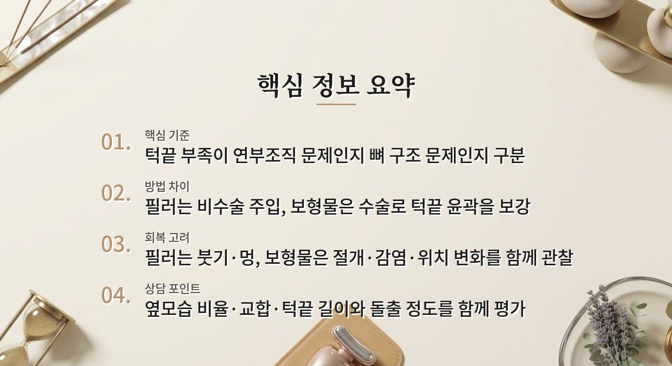 턱끝 필러와 보형물은 어떤 경우에 선택이 달라지나요? 비교 가이드
