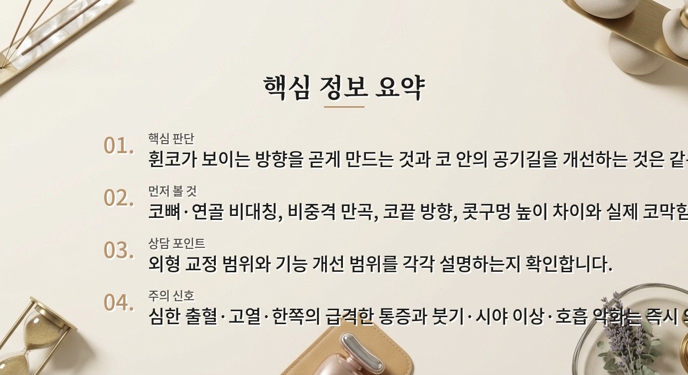 남자 휜코 교정, 코막힘이 함께 있으면 모양보다 기능 평가를 먼저 보는 이유 비교 가이드