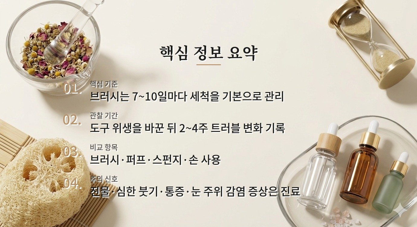 메이크업 브러시 세척, 여드름 피부가 7~10일 간격을 지켜볼 이유 비교 가이드