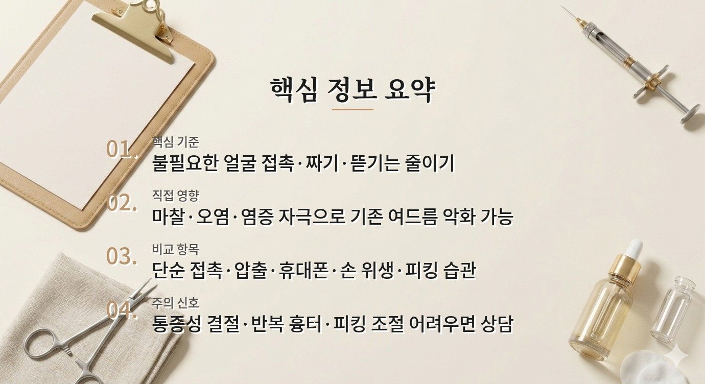 손으로 얼굴을 자주 만지면 여드름이 더 생기나요? 비교 가이드