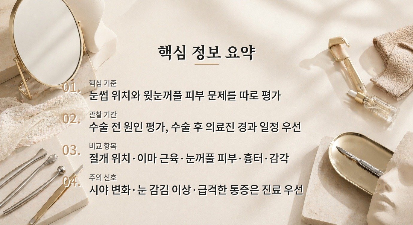 눈썹거상과 상안검수술, 처진 눈매 원인이 다를 때 선택이 갈리는 이유 비교 가이드
