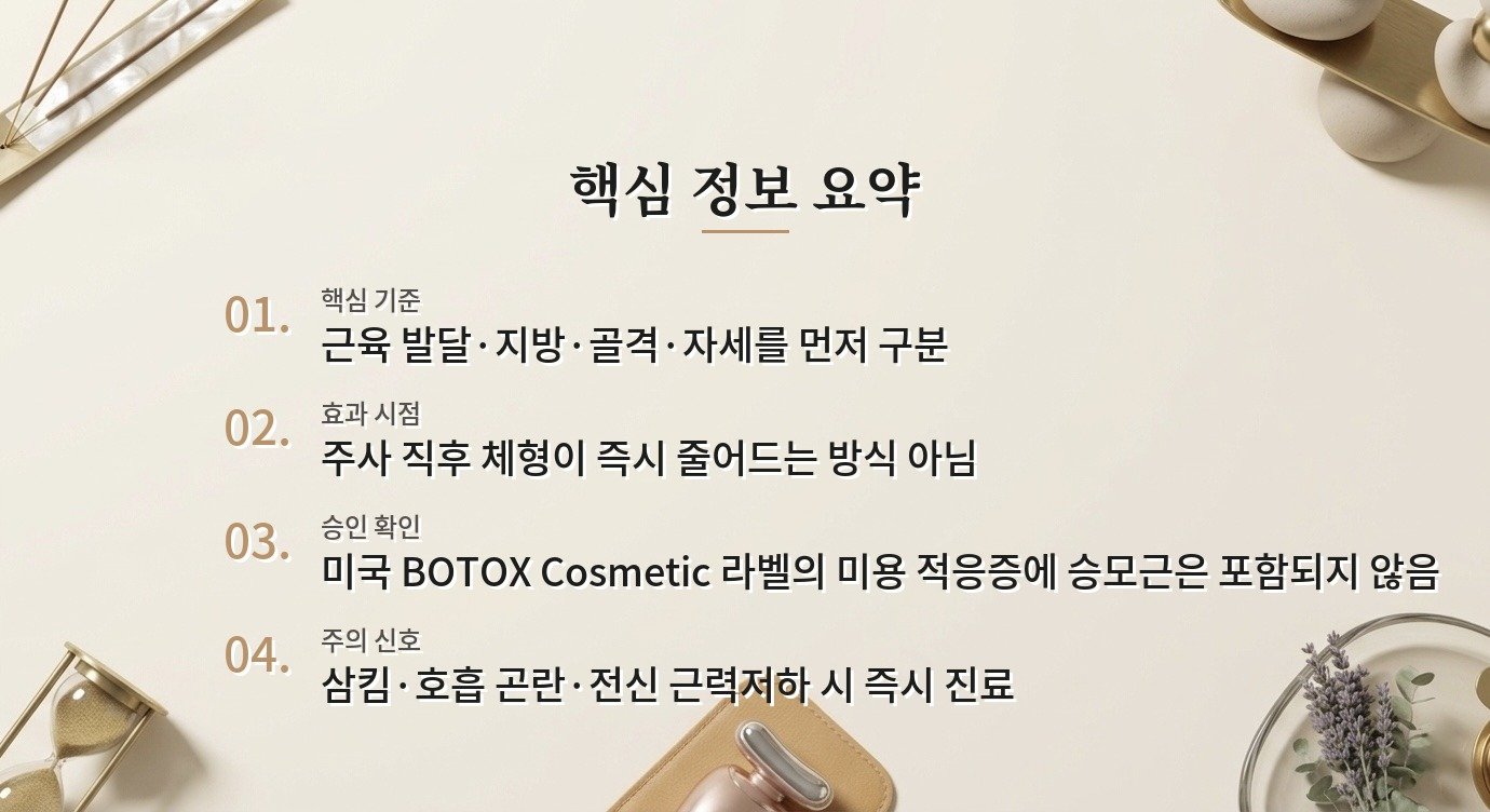 승모근 보톡스를 맞으면 어깨 라인이 바로 얇아지나요? 비교 가이드
