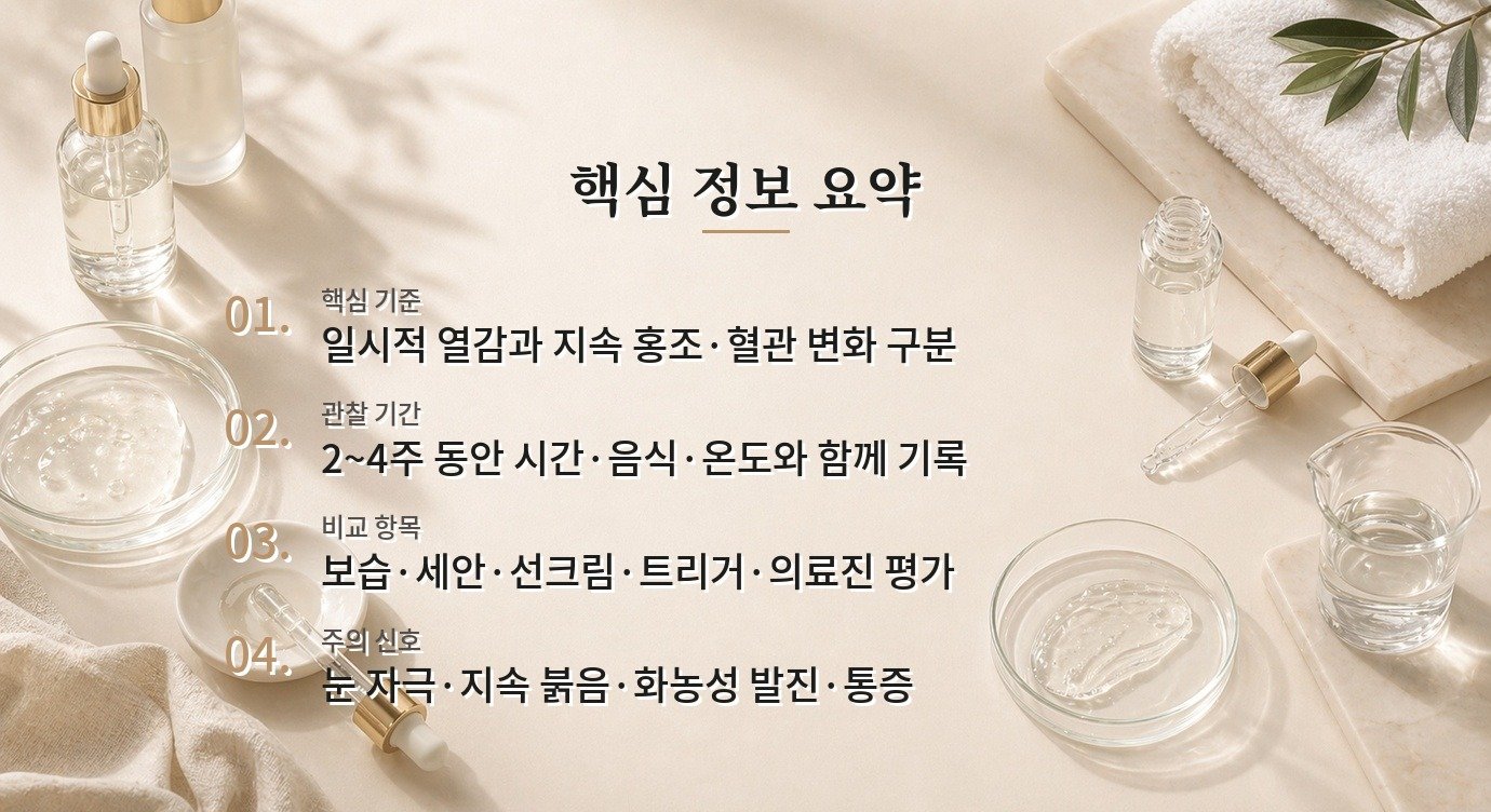 갱년기 얼굴 홍조, 보습만 늘리기 전에 열감과 주사 피부염을 나눠 보는 기준 비교 가이드