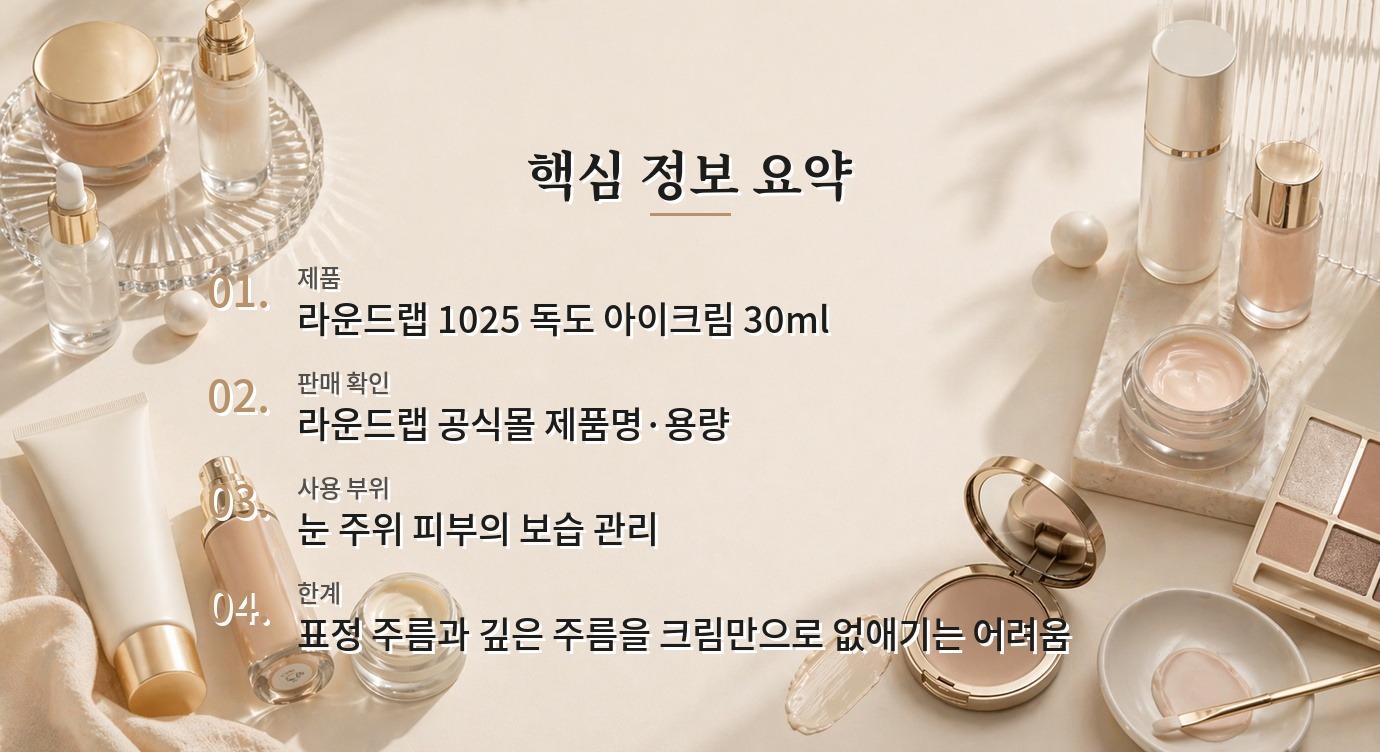 라운드랩 1025 독도 아이크림 30ml, 남자 눈가 주름에 어느 정도 기대할까 비교 가이드