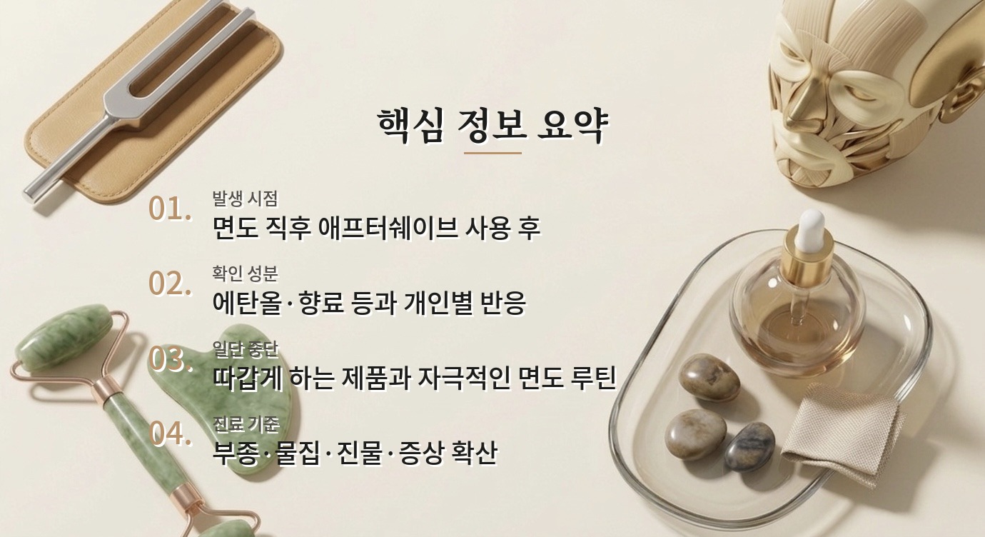 애프터쉐이브 바른 뒤 볼이 따갑다면, 알코올과 향료를 확인하는 순서 비교 가이드