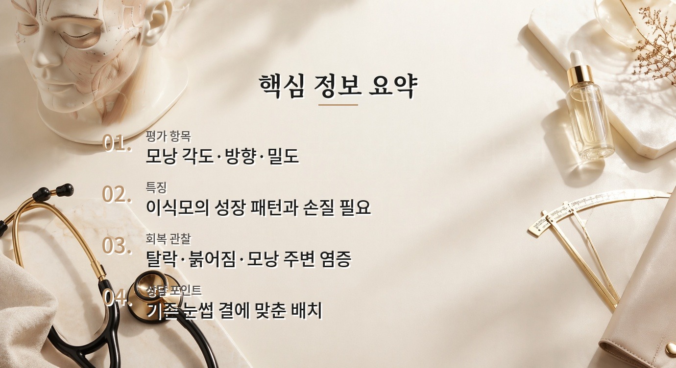 남자 눈썹이식 후 털 방향이 어색하다면, 모발 성장과 정리 시점 알아보기 비교 가이드