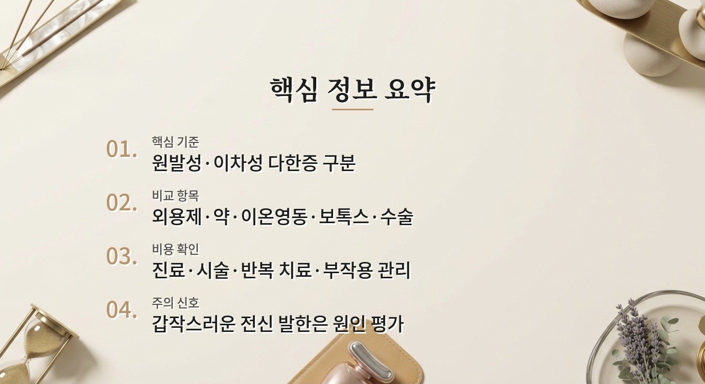 남자 손발 다한증 병원, 보톡스·약·수술 상담 범위를 비교하는 순서 비교 가이드