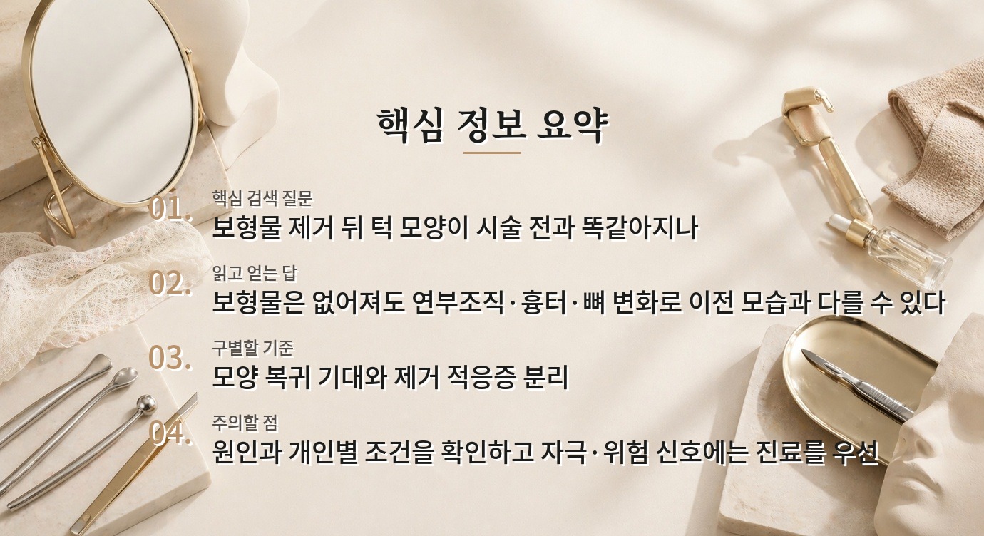 남자 턱끝 보형물을 제거하면 원래 턱선으로 돌아갈까? 비교 가이드