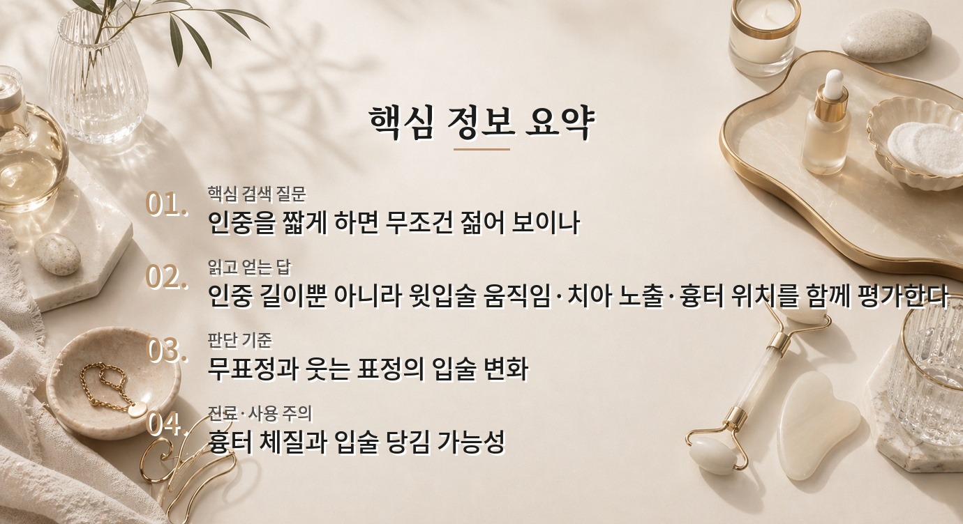 남자 인중축소술, 웃을 때 윗니 노출과 흉터를 함께 보는 이유 비교 가이드