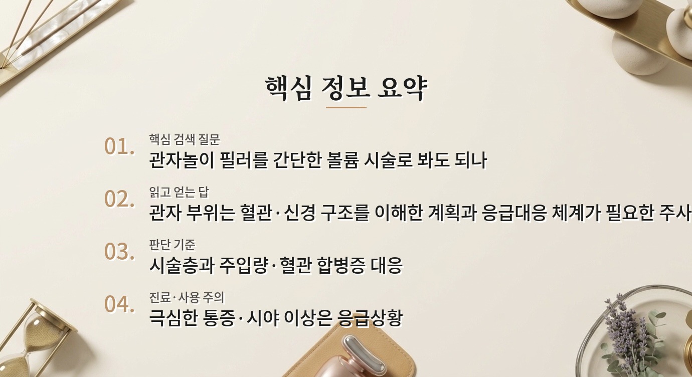 남자 관자놀이 필러, 꺼진 부위 볼륨보다 혈관 위험을 먼저 묻는 이유 비교 가이드
