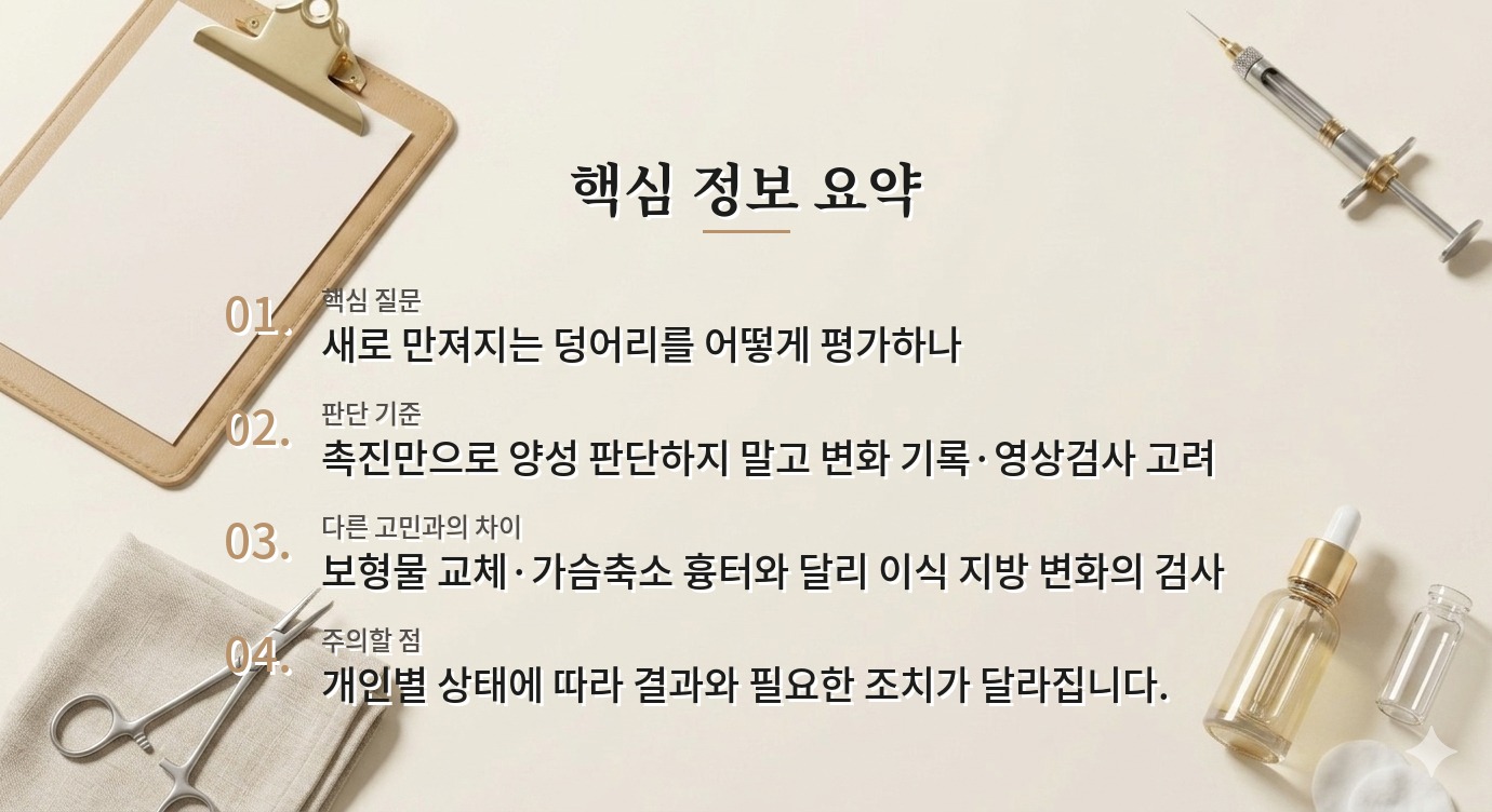 가슴 지방이식 후 멍울이 만져질 때, 지방괴사와 검사 필요 신호 비교 가이드