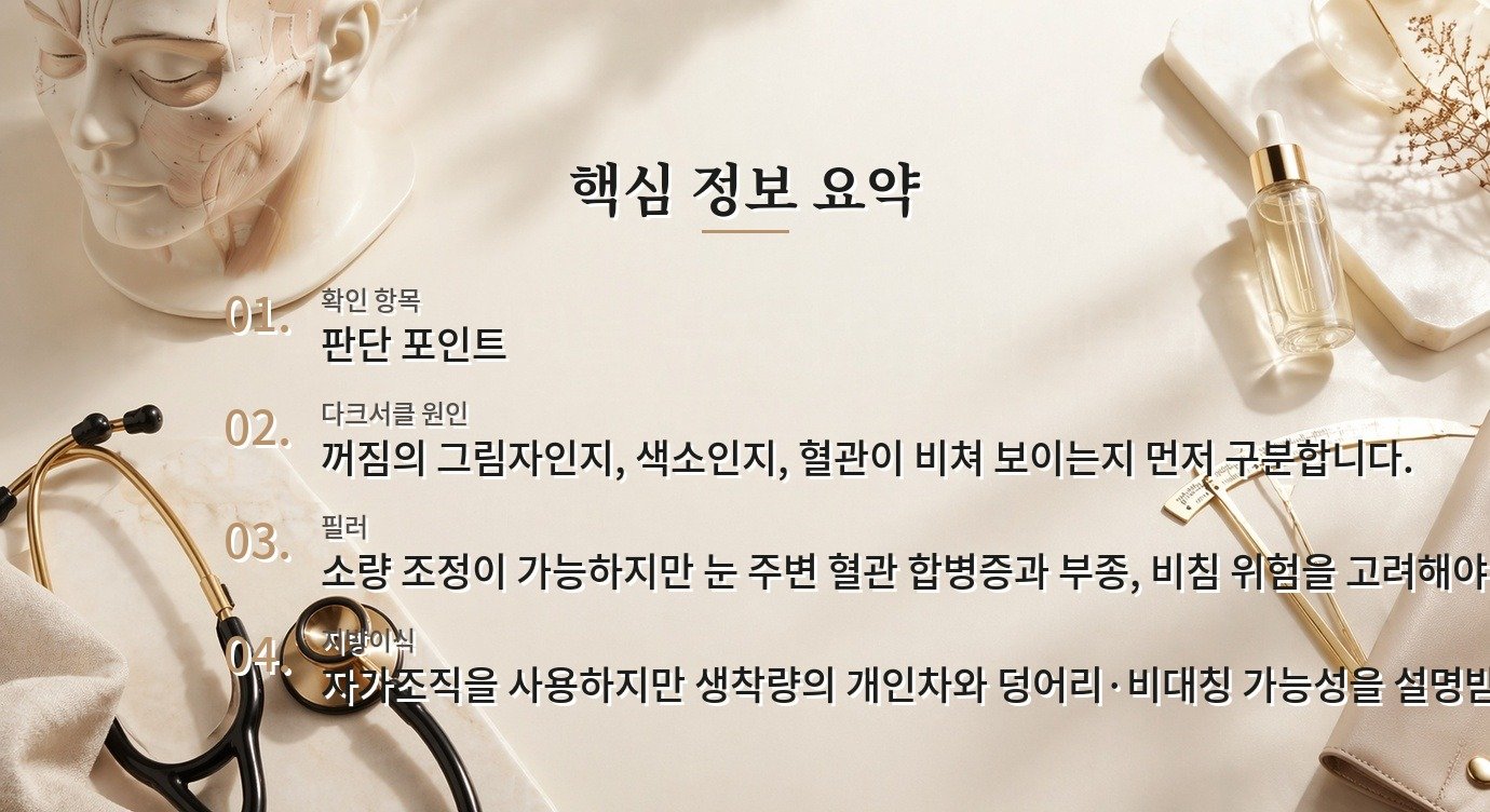 눈밑필러와 지방이식, 꺼진 눈밑에서 다크서클 원인에 따라 선택이 달라지는 이유 비교 가이드