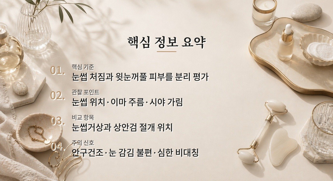 남자 눈썹거상과 상안검, 처진 눈매에서 수술 부위를 나눠 보는 이유 비교 가이드