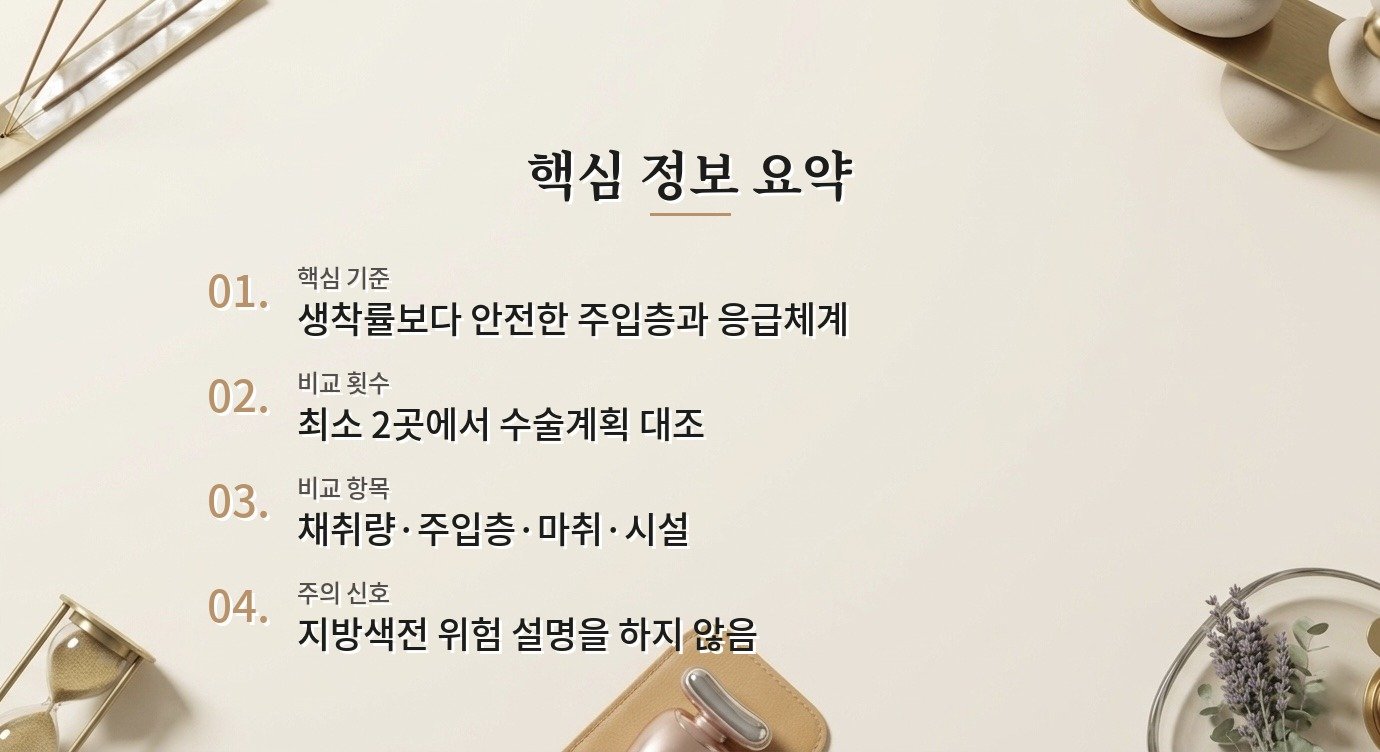 힙딥 지방이식 병원은 지방 생착률보다 주입층과 응급 대응을 확인해야 하나요? 비교 가이드