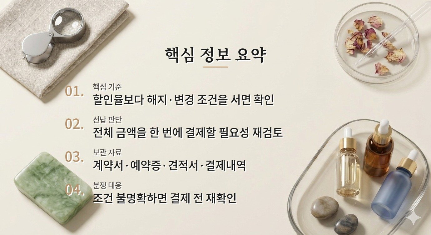성형외과 당일 결제 할인, 가격보다 취소·변경 조건을 먼저 보는 이유 비교 가이드