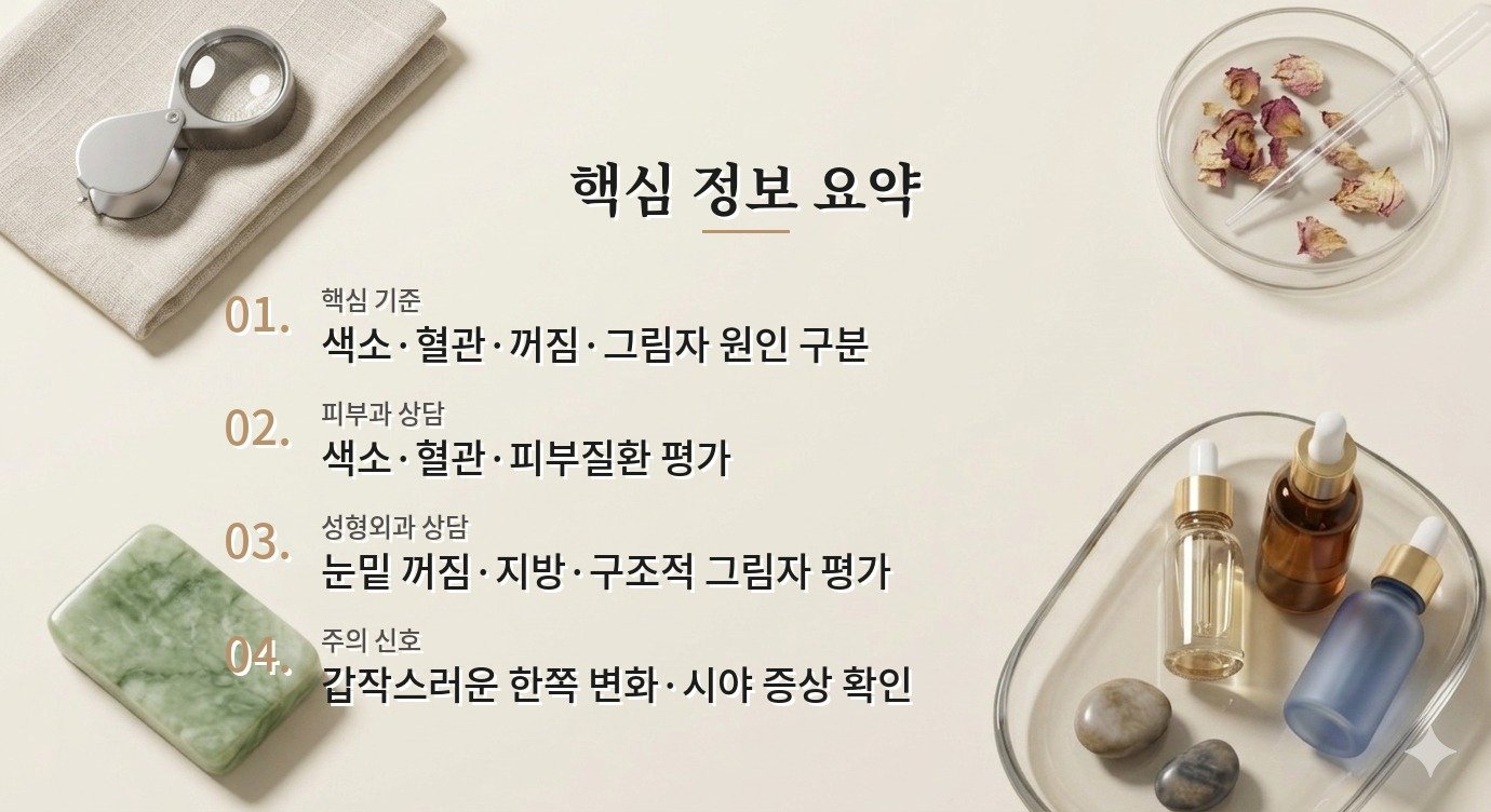 남자 다크서클 병원, 피부과와 성형외과 상담이 달라지는 원인 구분 비교 가이드