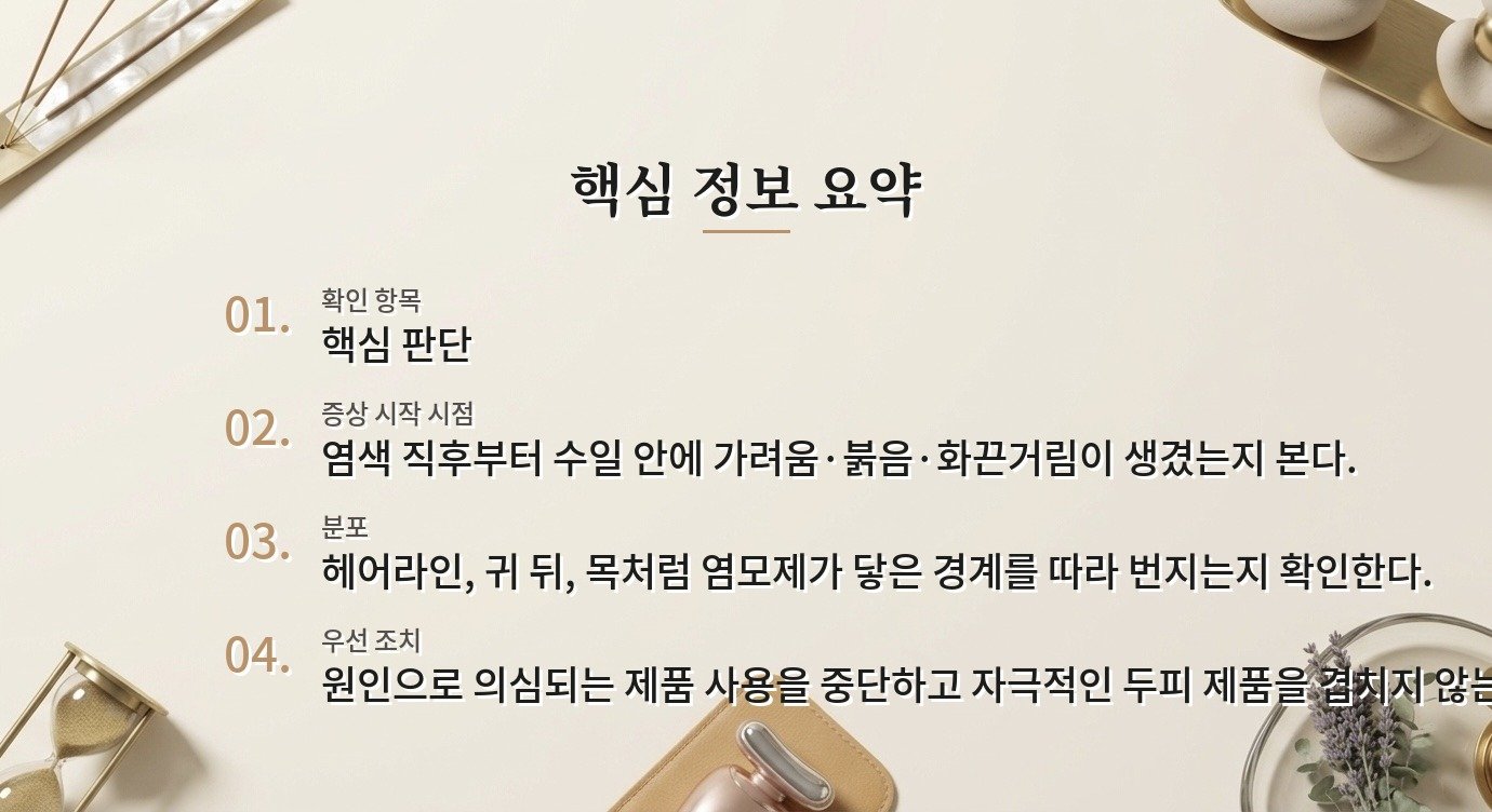 염색 후 헤어라인·귀 주변 가려움, 샴푸보다 염모제 접촉 자극을 먼저 볼 것 비교 가이드