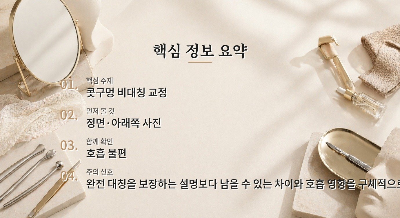 콧구멍 비대칭 교정 전 코끝 기울기와 비중격을 함께 보는 순서 비교 가이드