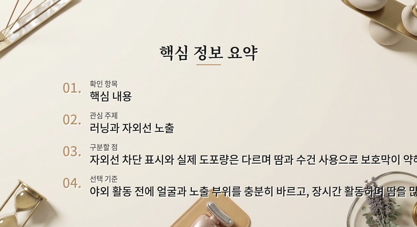 남자 선크림, 야외 운동 전 바르는 양과 덧바름 비교 가이드