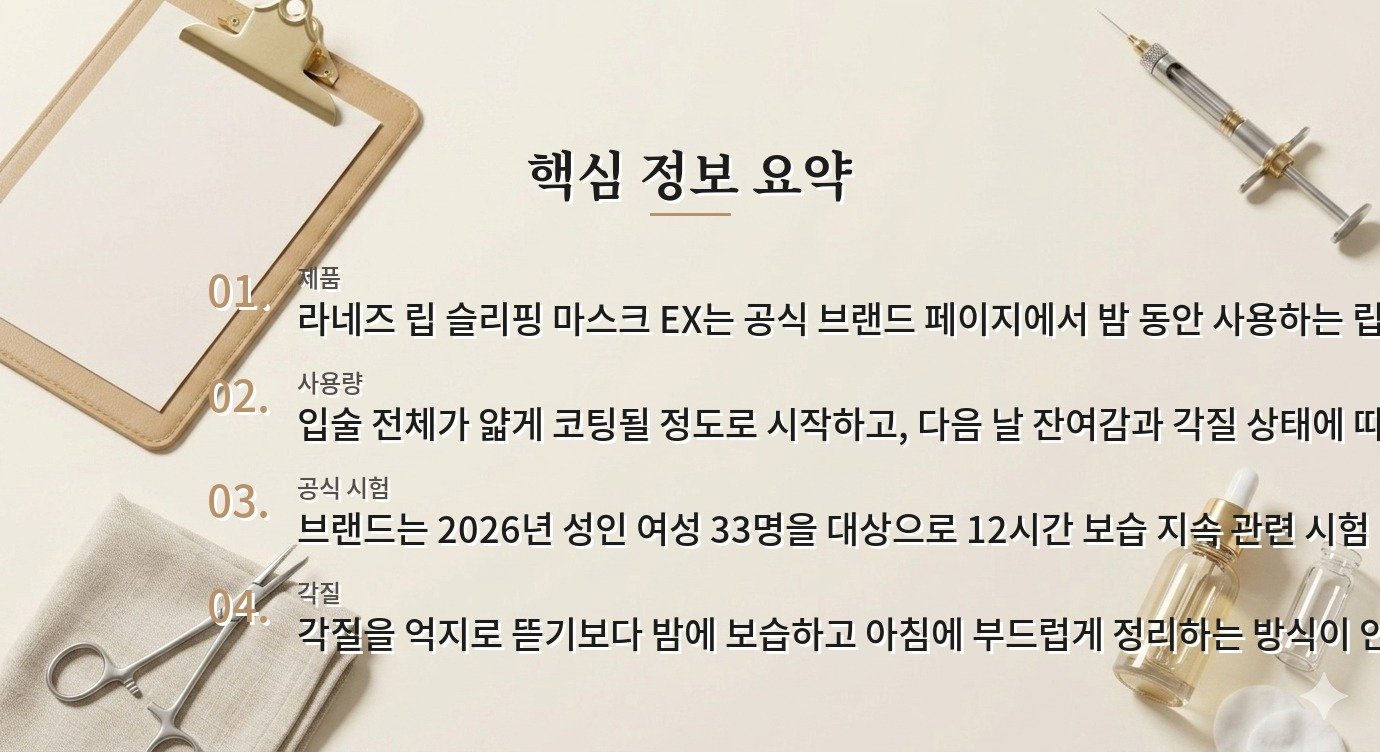 라네즈 립 슬리핑 마스크 EX는 매일 밤 두껍게 발라도 될까요? 비교 가이드
