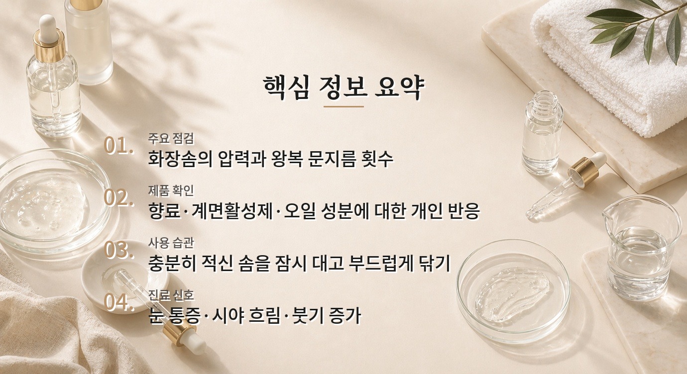 아이리무버로 눈화장을 지운 뒤 눈꺼풀이 따가울 때, 문지름과 잔여물 줄이기 비교 가이드
