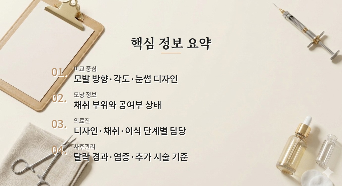 남자 눈썹이식 병원 비교, 털 개수보다 모발 방향과 의료진 역할 보기 비교 가이드