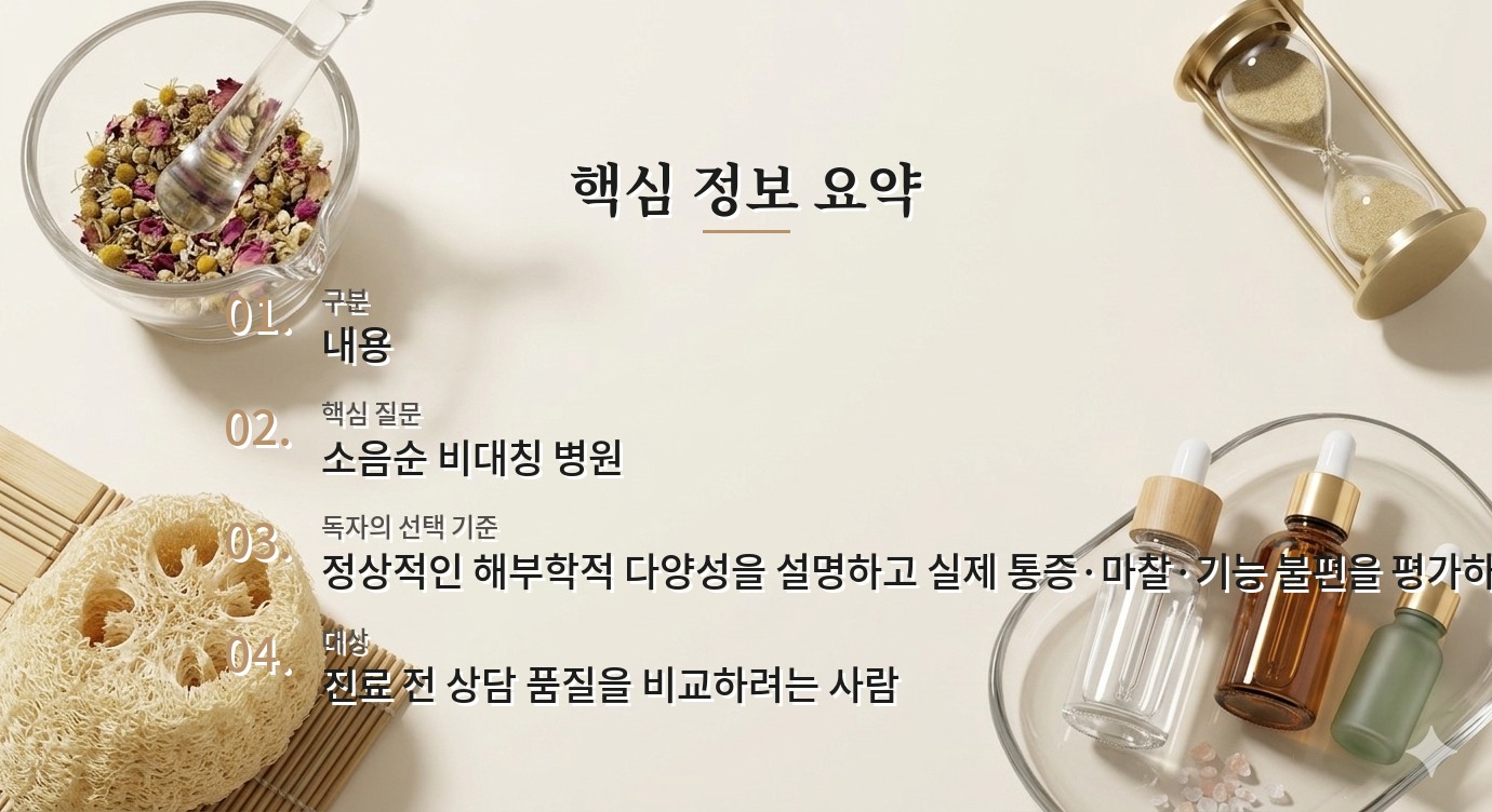 소음순 비대칭 수술 병원 비교, 모양보다 생활 불편을 먼저 설명해야 하는 이유 비교 가이드