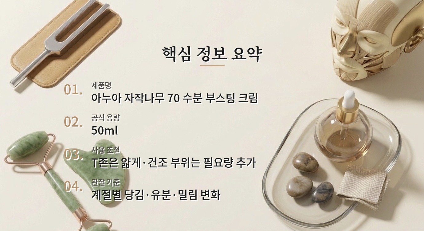 아누아 자작나무 70 수분 부스팅 크림, 수분감과 계절별 사용 포인트 비교 가이드