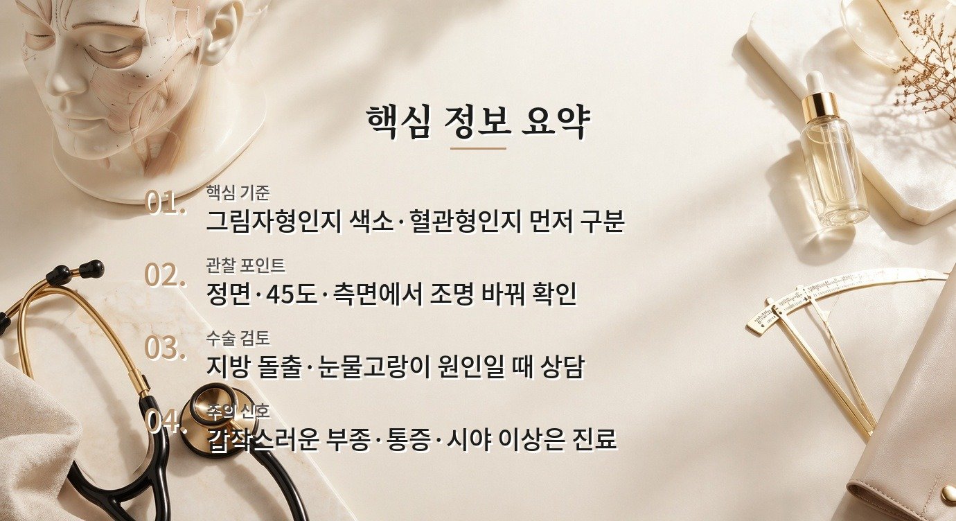 남자 다크서클, 눈밑 지방 문제와 색소·혈관형을 나누는 포인트 비교 가이드