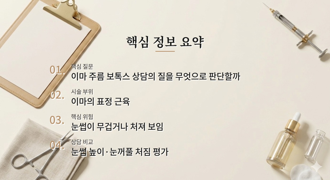 남자 이마 보톡스 병원, 주름보다 눈썹 위치를 먼저 확인해야 할 때 비교 가이드
