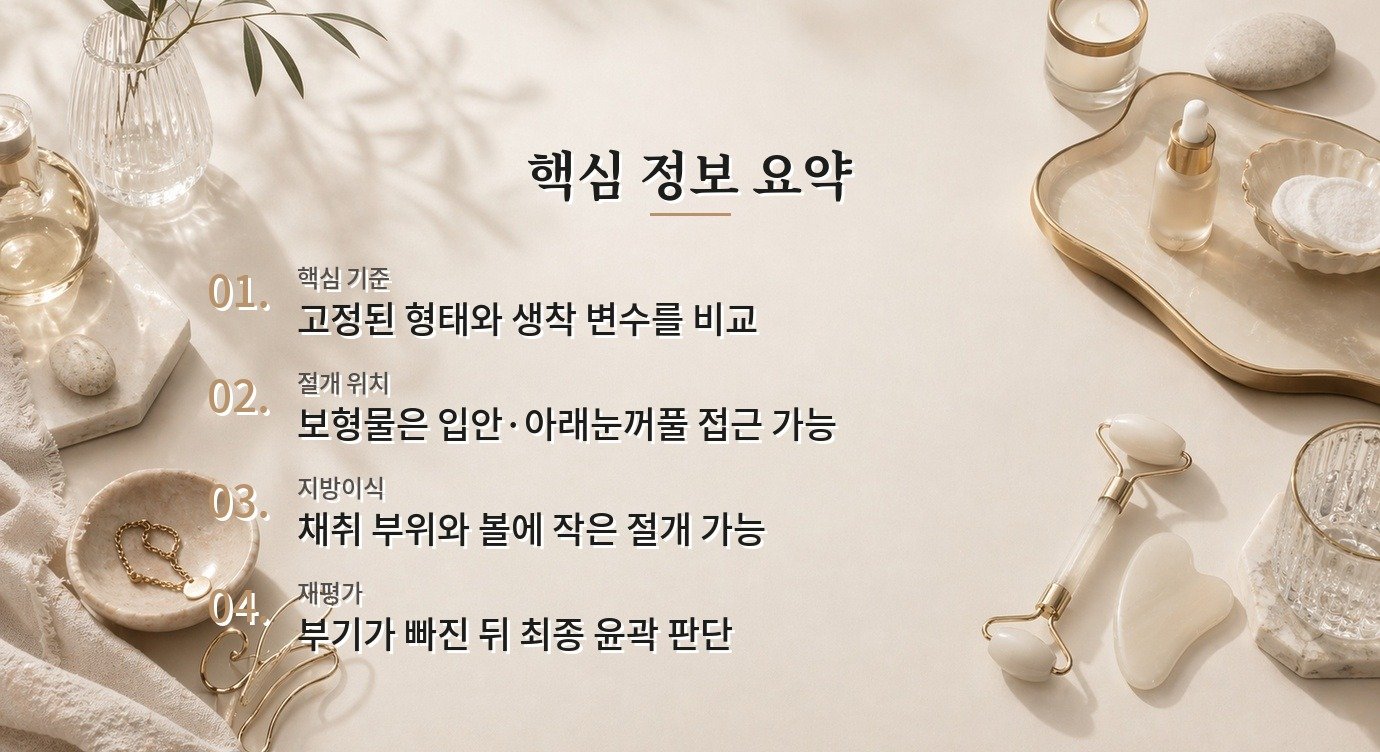 볼확대수술 보형물과 지방이식, 절개·유지·재수술 가능성 차이 비교 가이드