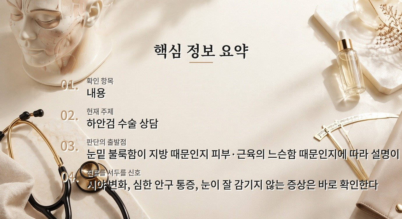 남자 하안검 수술 전 눈밑 지방과 피부 늘어짐을 구분해야 하는 이유 비교 가이드