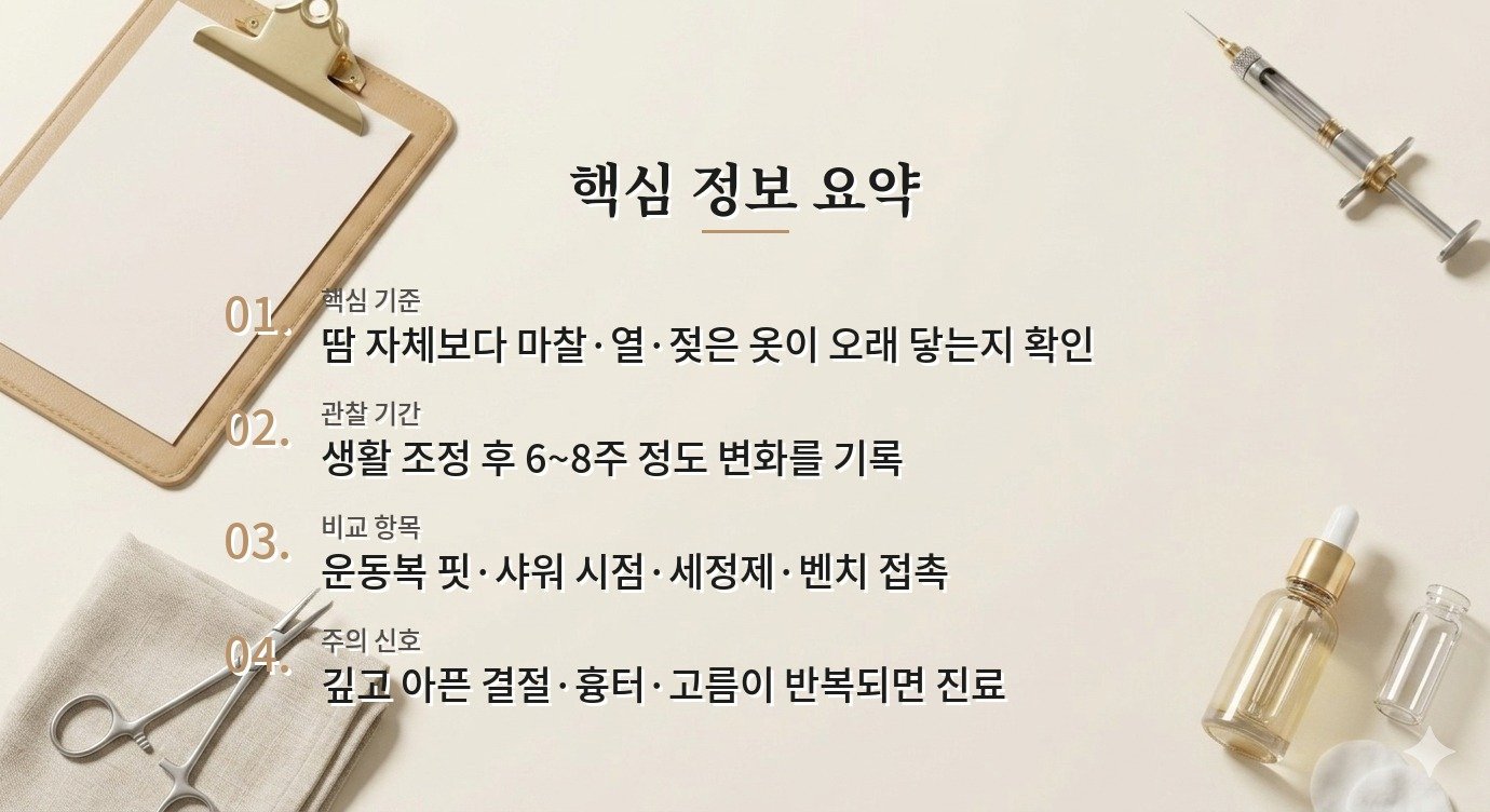 헬스장 운동복 때문에 생기는 남자 등·가슴 트러블, 마찰과 땀을 줄이는 관리 순서 비교 가이드