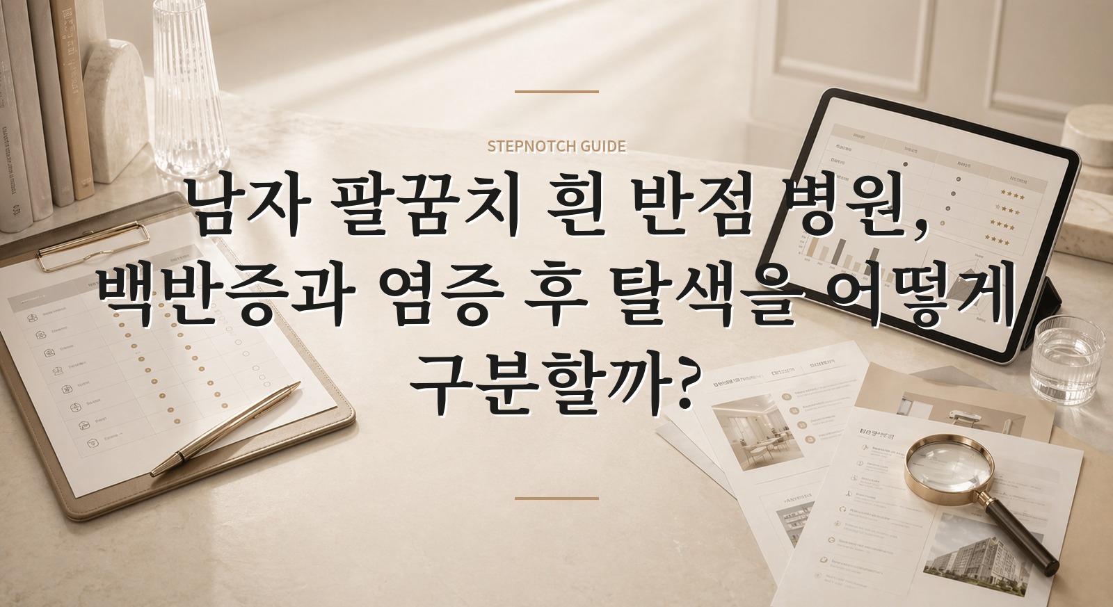 남자 팔꿈치 흰 반점 병원, 백반증과 염증 후 탈색을 어떻게 구분할까?
