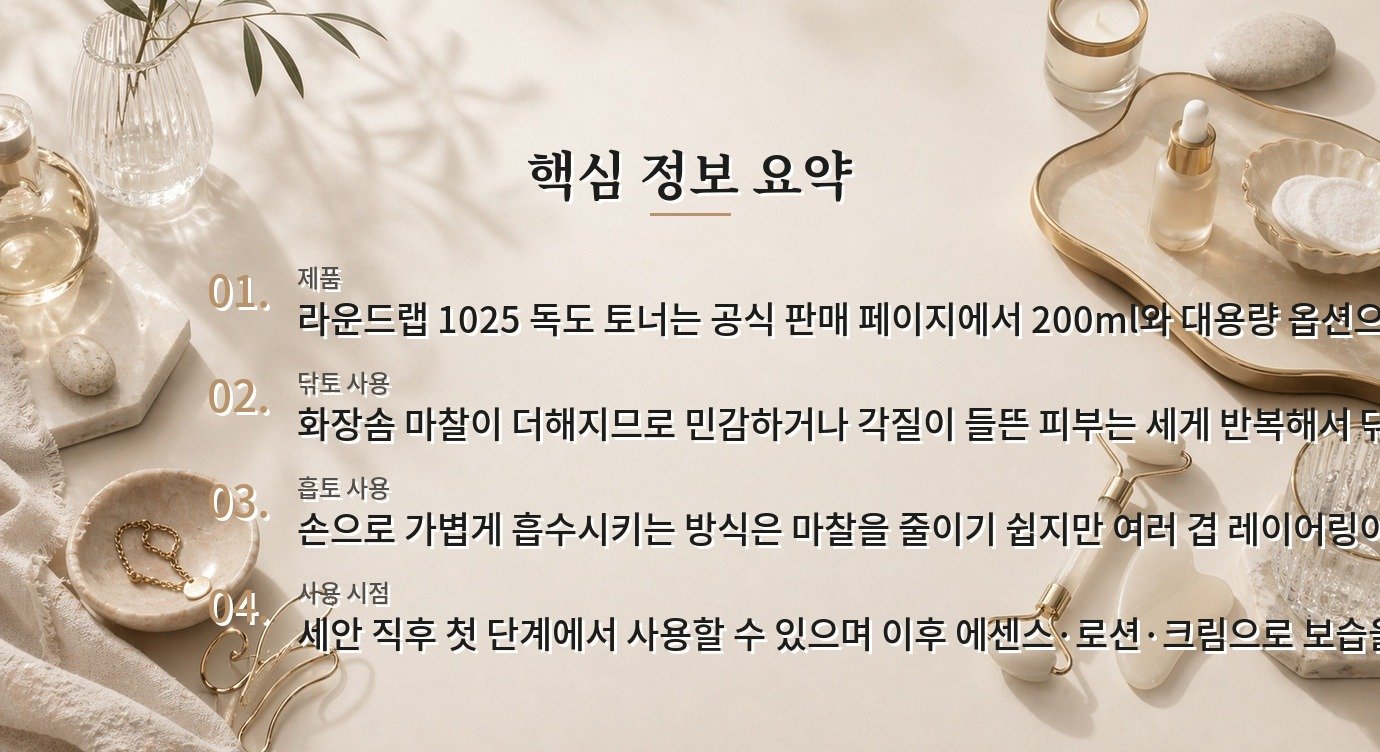 라운드랩 1025 독도 토너, 닦토와 흡토 사이에서 민감 피부가 볼 점 비교 가이드