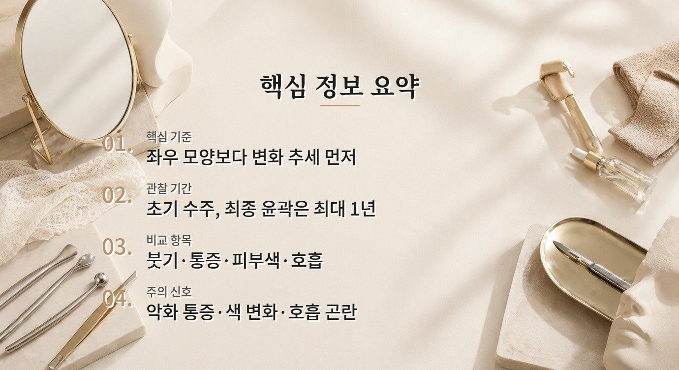 코성형 후 비대칭, 붓기와 재진이 필요한 신호를 나누는 관찰 포인트 비교 가이드