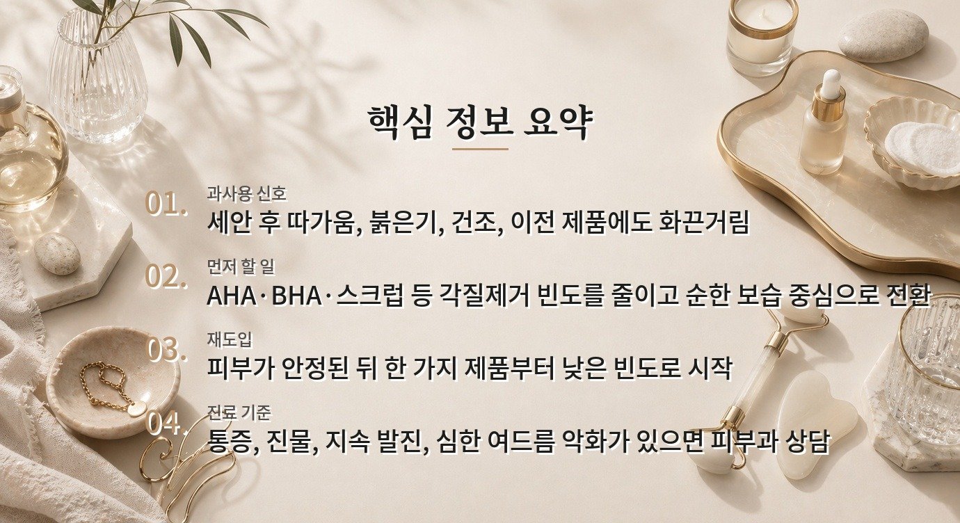 각질제거제를 매일 쓰는 여성, 피부결보다 장벽 손상을 먼저 확인해야 하나요? 비교 가이드