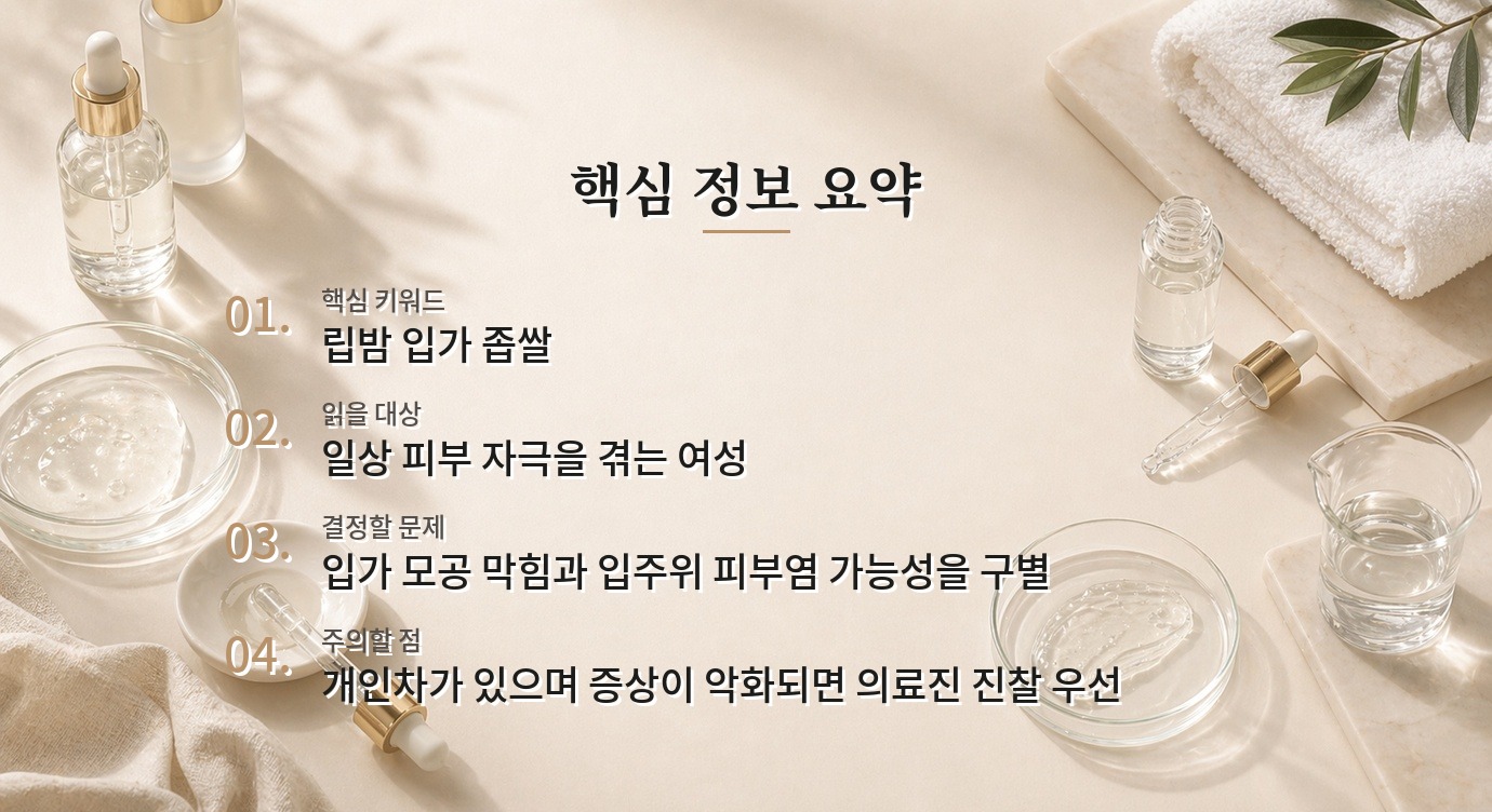 립밤을 바꾼 뒤 입가에 좁쌀이 늘었다면, 입술 경계부터 관찰하기 비교 가이드