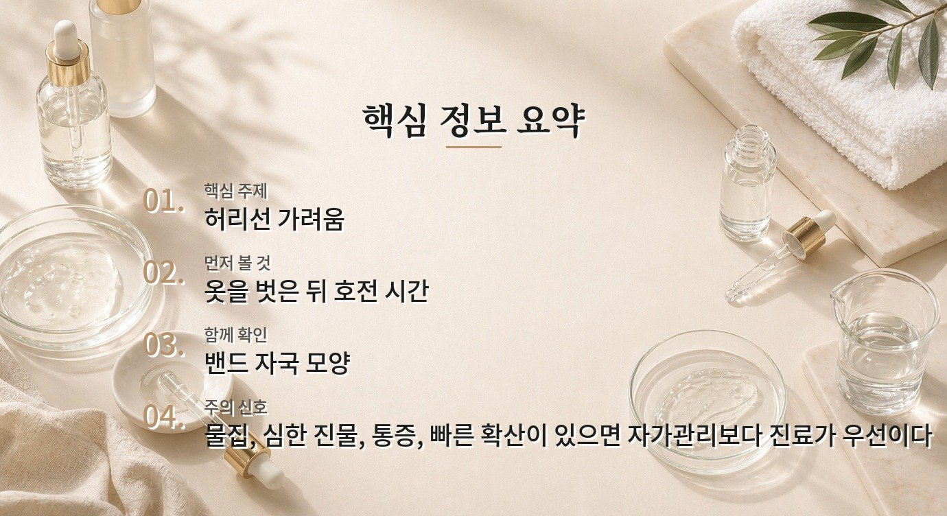레깅스 허리선만 가려울 때 땀띠와 접촉피부염을 구분하는 단서 비교 가이드
