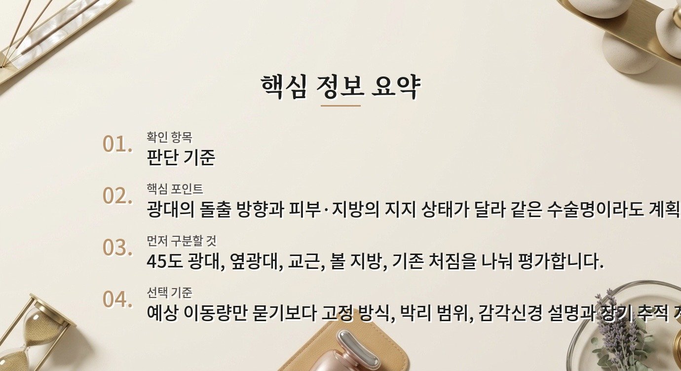 남자 광대축소 후 볼처짐 걱정, 뼈와 연부조직을 따로 보는 상담법 비교 가이드