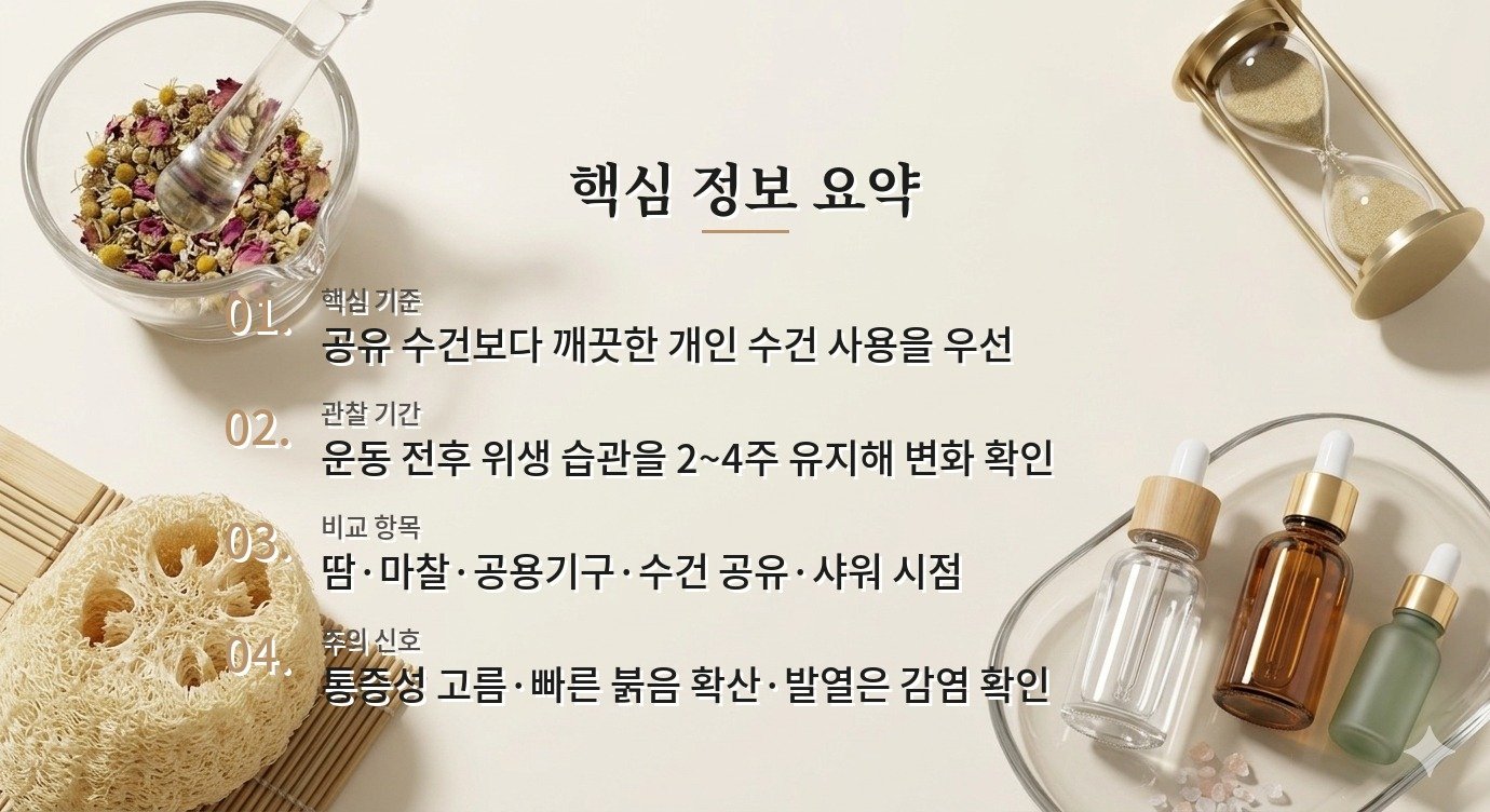 헬스장 공용수건으로 얼굴을 닦으면 여드름이 생길 수 있나요? 비교 가이드