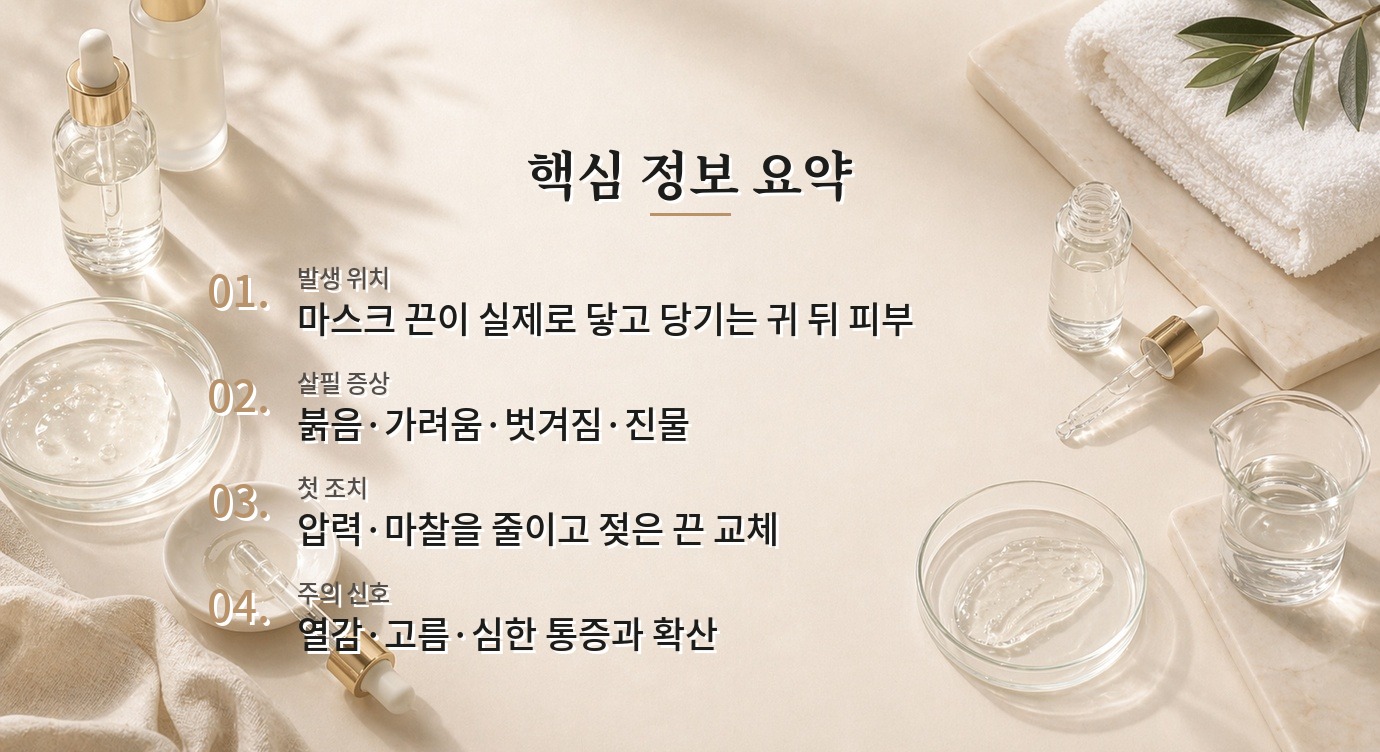 남자 마스크 끈이 닿는 귀 뒤 발진, 여드름보다 접촉 자극을 의심할 때 비교 가이드