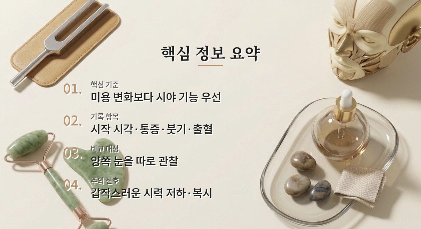 눈밑지방재배치 후 시야 흐림·복시가 생길 때 확인해야 할 신호 비교 가이드