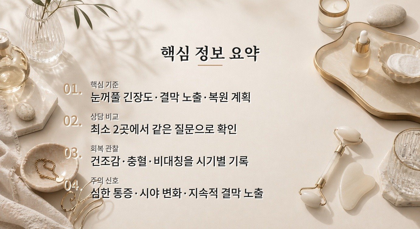 뒤트임·밑트임 병원, 과교정·결막 노출·복원 계획을 비교하는 법 비교 가이드